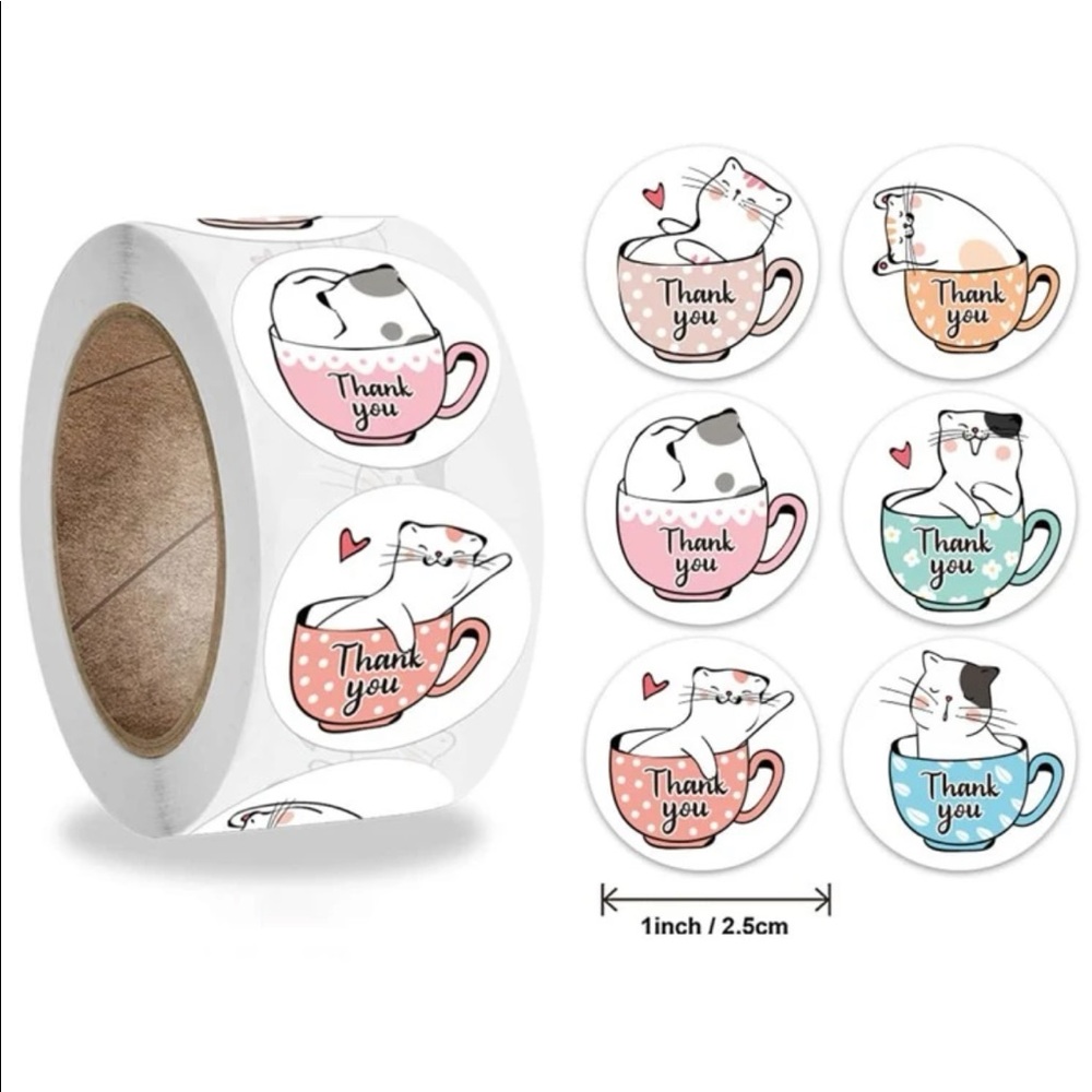Cat Thank You Stickers